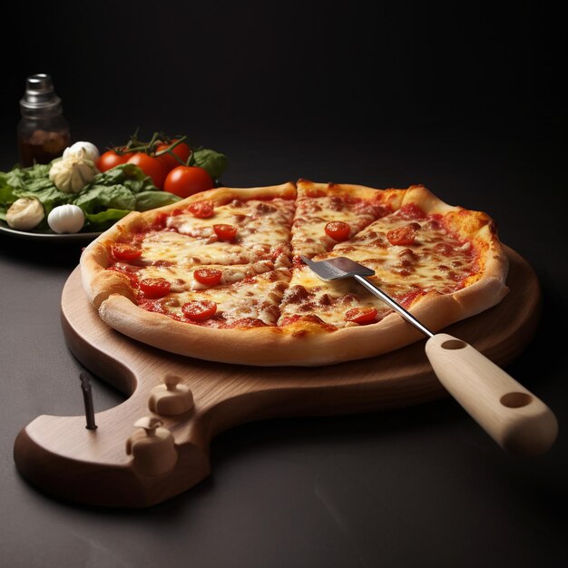 Foto una pizza su una tavola di legno