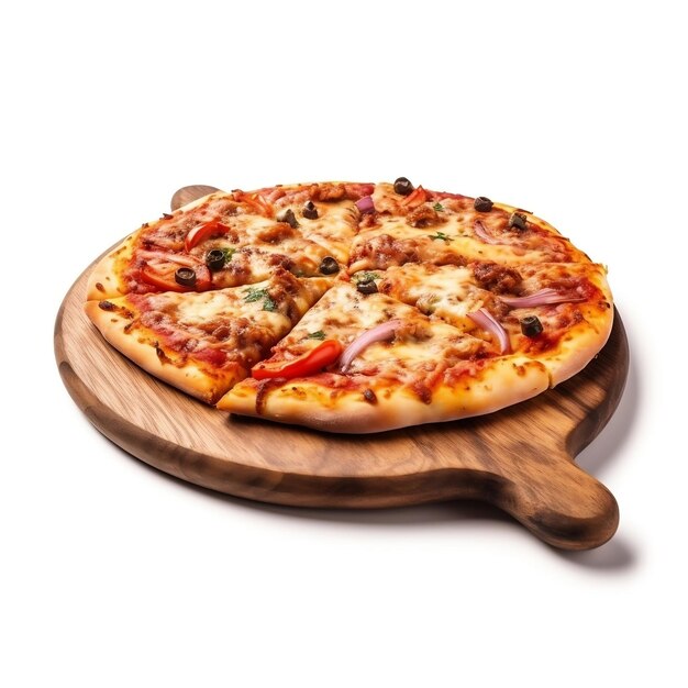 Pizza on a wooden board