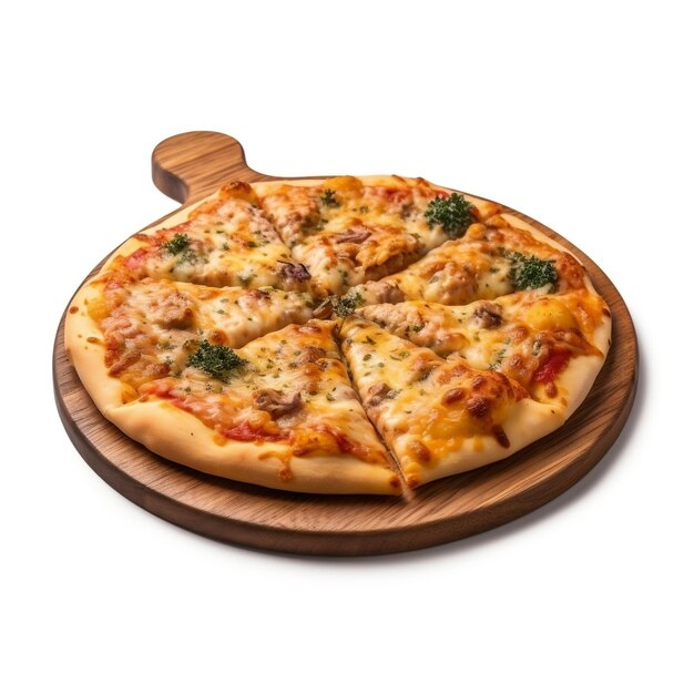 Pizza on a wooden board