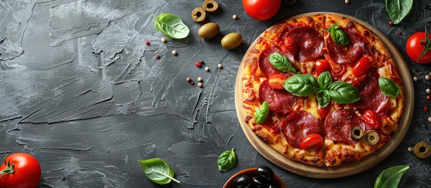 Pizza on Wooden Cutting Board