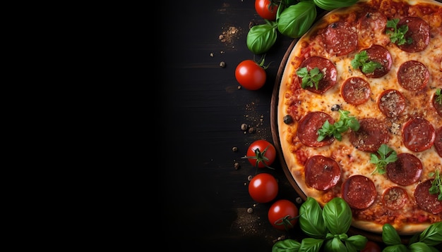 pizza worst tomatensaus kaas Menu concept voedsel achtergrond dieet bovenaanzicht kopie ruimte voor tekst