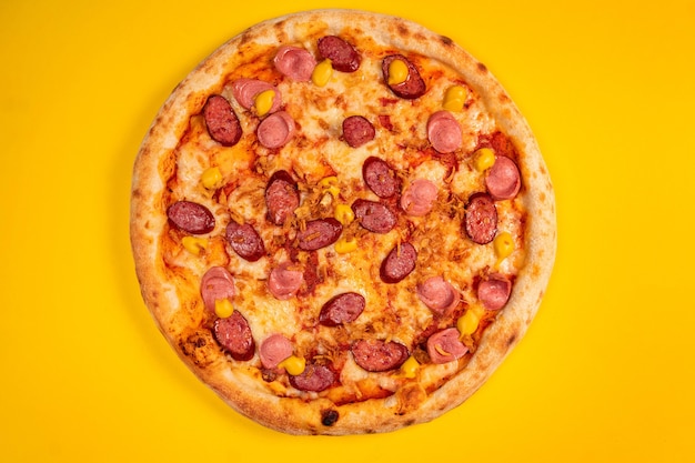 pizza on yellow