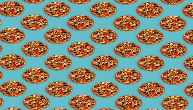 Pizzaachtergrond. junk food. 3d illustratie.