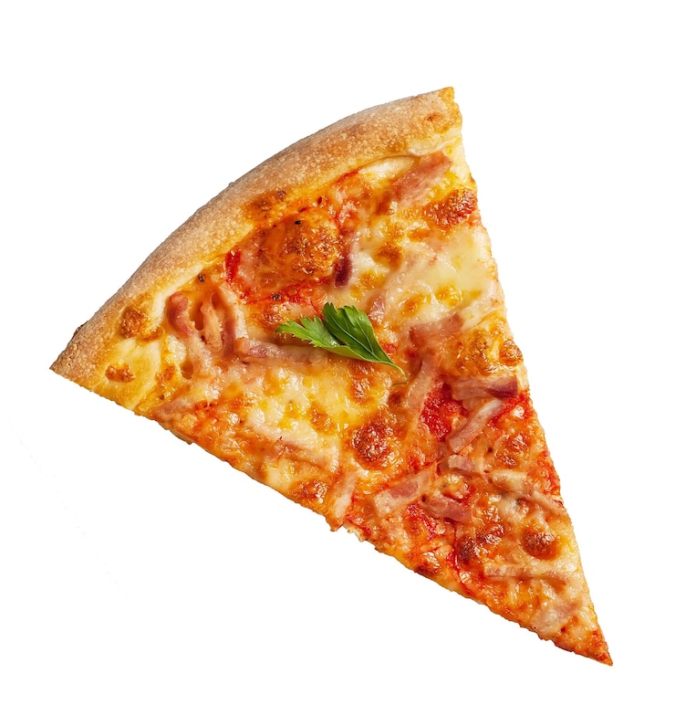 Foto pizzaplak die op wit wordt geïsoleerd