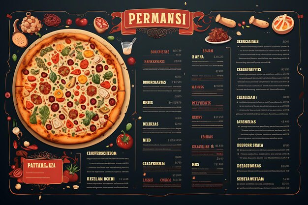 Photo pizzeria menu options