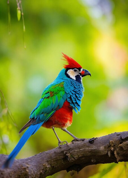 Photo pjaro colorido posado en una rama mirando hacia abajo hacia una cebra que se acerca tranquilamente