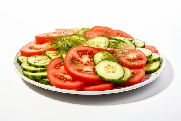 Foto plaat met gesneden komkommers en tomaten op een witte of heldere oppervlakte png doorzichtige achtergrond