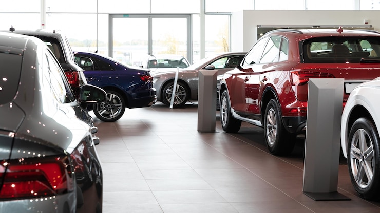 plaats van verkoop van premiumklasse auto's in een autodealer.