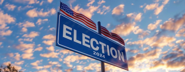 Photo the placard that reads election 2024 american election 2024