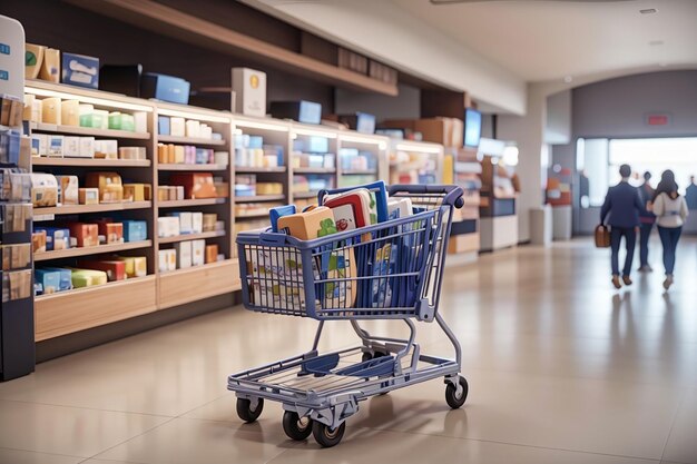 Place the credit card on the cart and floor to pay for the product