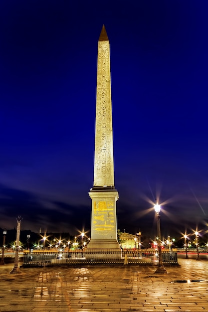 Place de la Concorde at night, Paris, France.