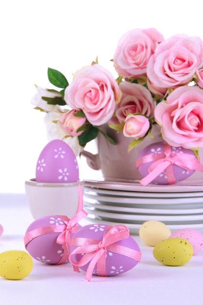 Place setting for Easter close up