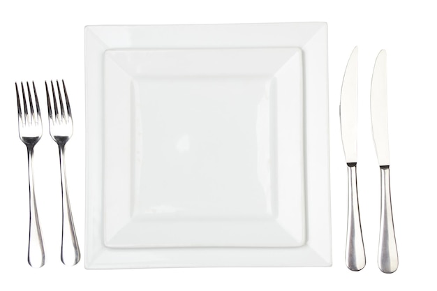 Place setting with highgloss plate knife fork