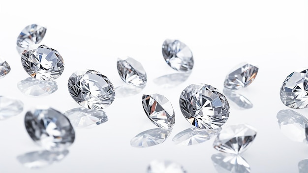 Photo placer diamonds on a white background