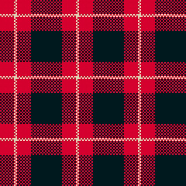Photo plaid check seamless patten vector tartan christmas red plaid with white stitching textured backgrou