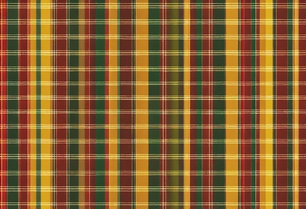 A plaid pattern with red green and yellow colors