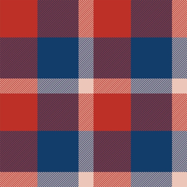 Plaid seamless pattern in red Check fabric texture Vector textile print design