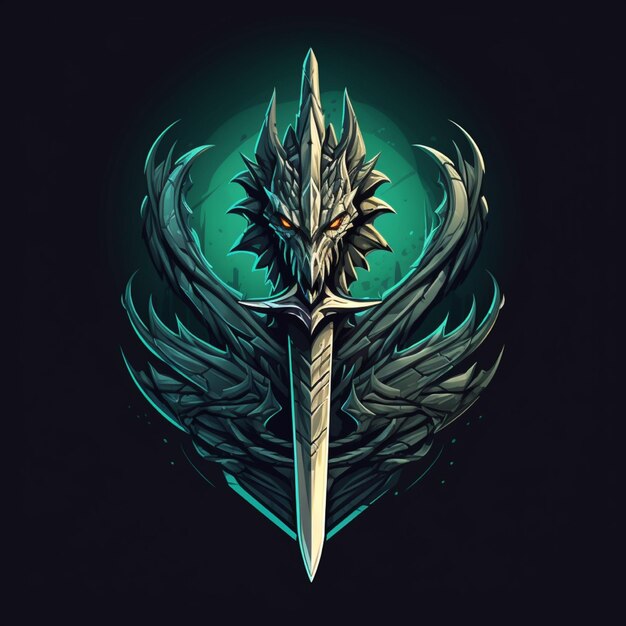 Photo plain background dragon sword illustration