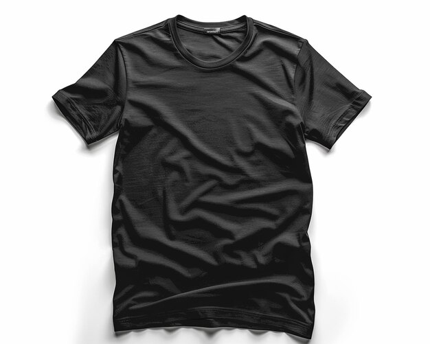 Photo plain black cotton tshirt on hanger for your design