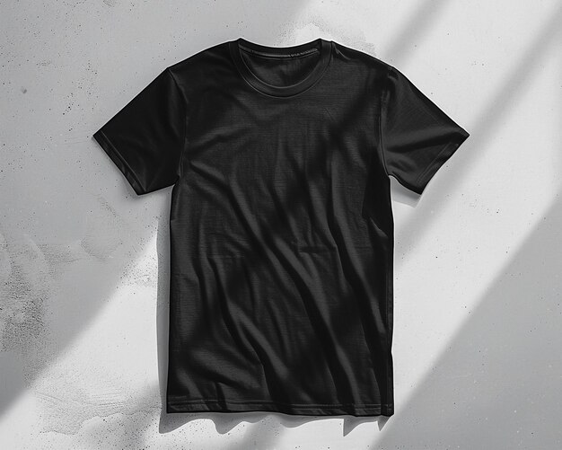 Простая черная хлопковая футболка на вешалке для вашего дизайна