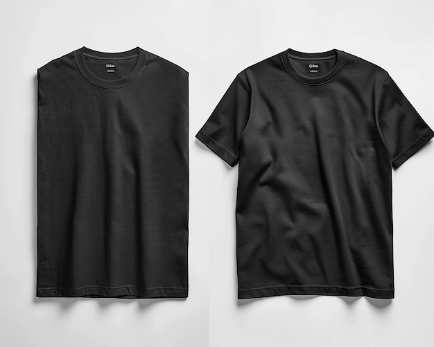 Простая черная хлопковая футболка на вешалке для вашего дизайна