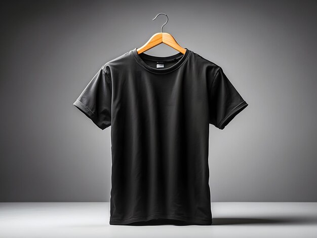 Plain Black Tee Shirt on the White Background