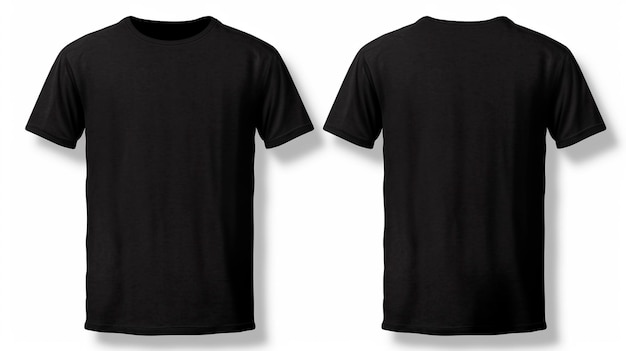 Premium AI Image | Plain black tshirt mockup design front and rear view ...