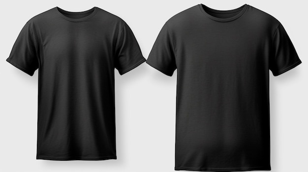 Premium AI Image | Plain black tshirt mockup design front and rear view ...