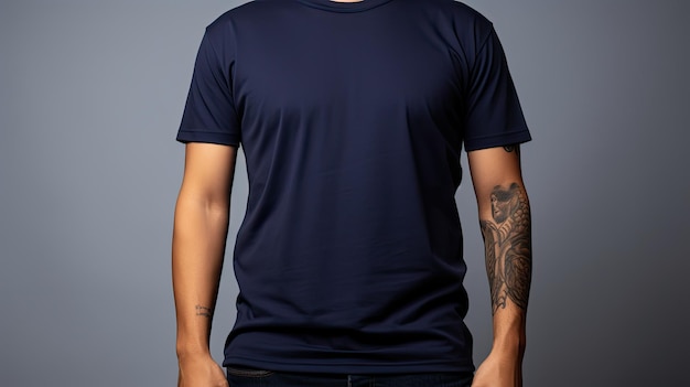 Photo plain blank navy blue tshirt