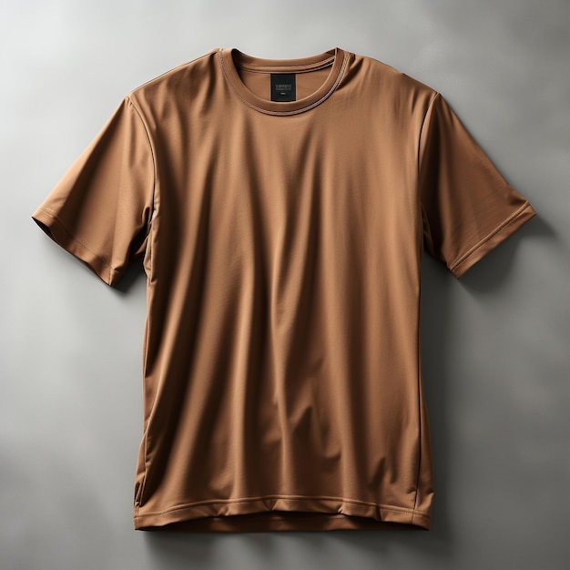 Photo plain brown gym tshirt mockup