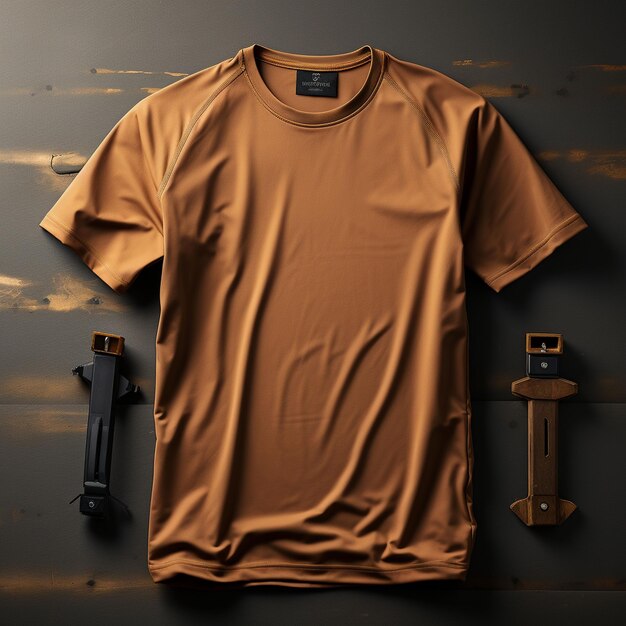 Plain brown gym tshirt mockup