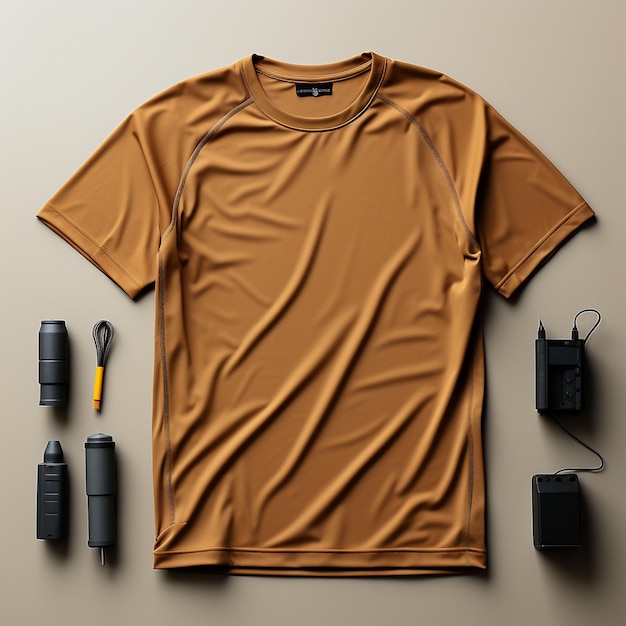 Plain brown gym tshirt mockup