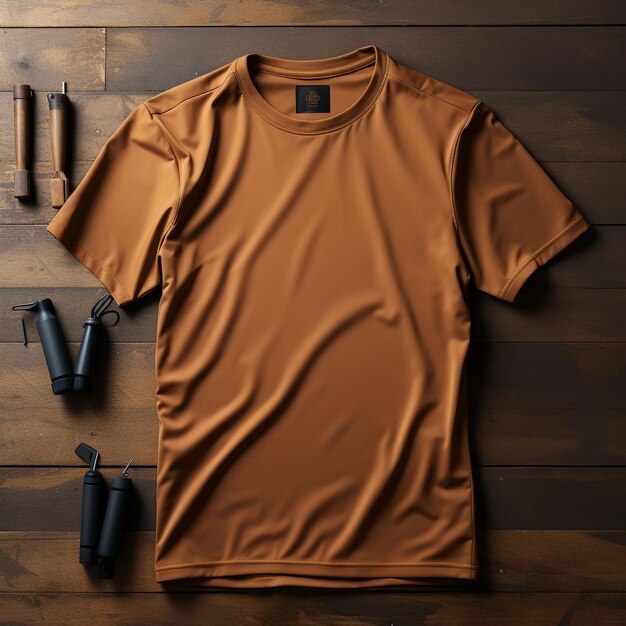 Plain brown gym tshirt mockup