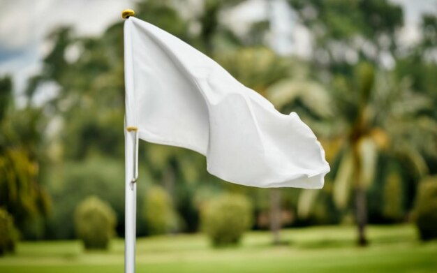 Photo a plain empty white flag on a flagpole peace concept