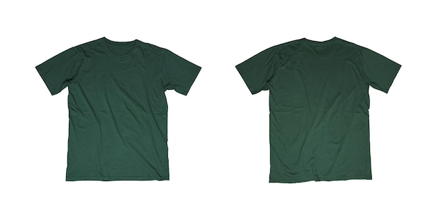 Photo plain green army tshirt mockup from two sides front and back