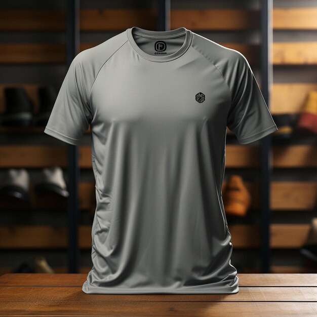 Photo plain grey gym tshirt mockup