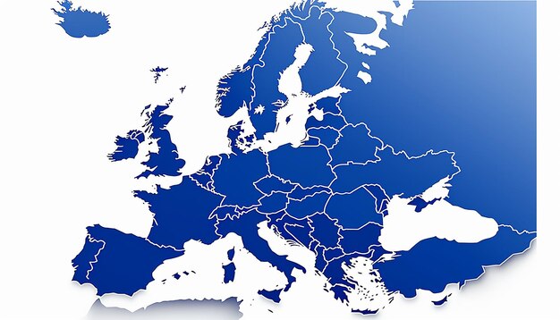 Foto una semplice mappa dell'europa su sfondo bianco senza alcun testo o logo