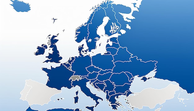 Foto una semplice mappa dell'europa su sfondo bianco senza alcun testo o logo