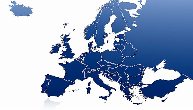 Foto una semplice mappa dell'europa su sfondo bianco senza alcun testo o logo