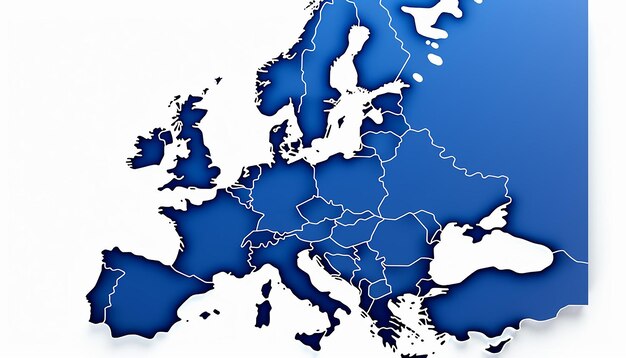 Foto una semplice mappa dell'europa su sfondo bianco senza alcun testo o logo