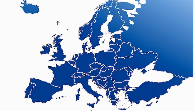 Foto una semplice mappa dell'europa su sfondo bianco senza alcun testo o logo