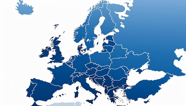 Foto una semplice mappa dell'europa su sfondo bianco senza alcun testo o logo