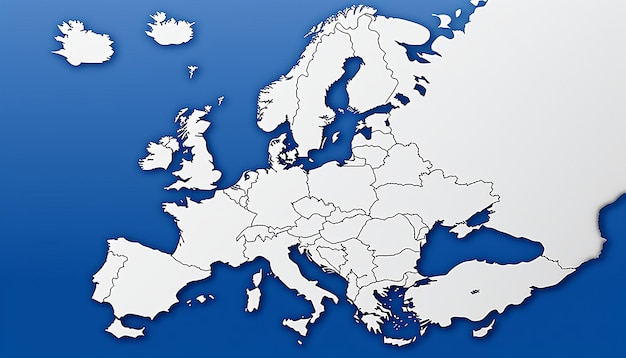 Foto una semplice mappa dell'europa su sfondo bianco senza alcun testo o logo