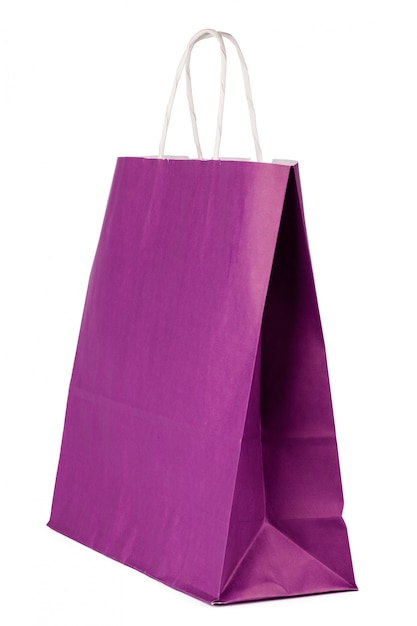 Plain paper shopping bag isolated on white 