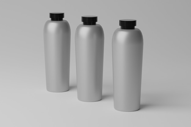 Photo plain realistic 3d bottles mockup