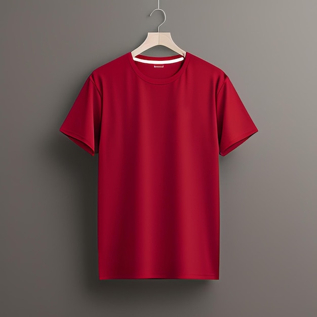 無地の赤いモックアップの空白のシャツ