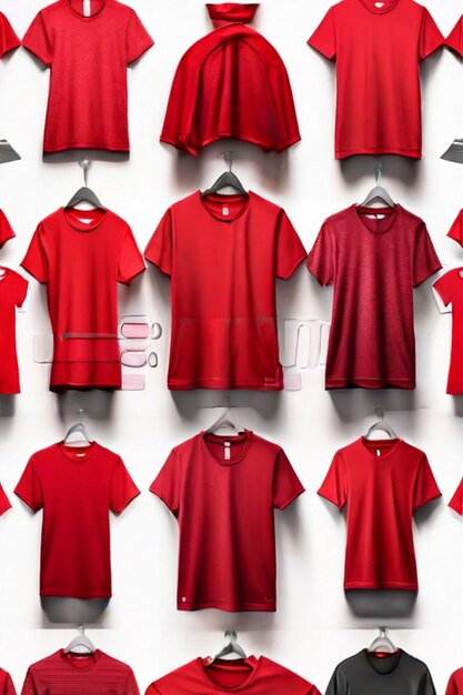 Photo plain red tee shirt isolated on white background