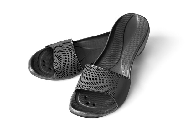 Photo plain sandals slide rubber black