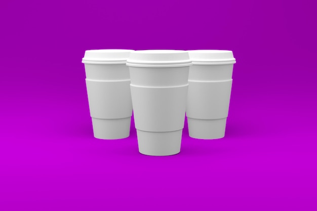 Plain white Coffee cup isolated on colored background 3D illustration suitable for your design element