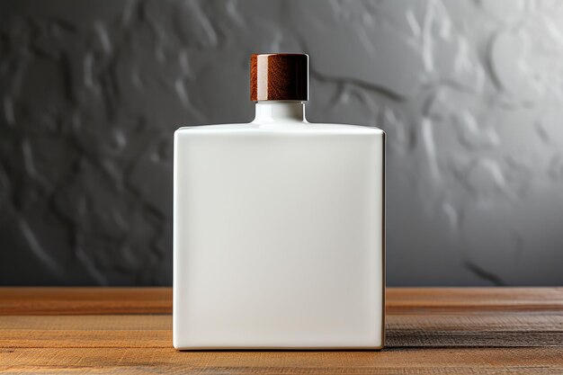 Photo plain white perfume bottle mockup on a plain white